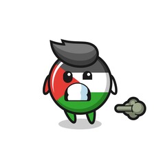 Obraz premium the illustration of the palestine flag badge cartoon doing fart