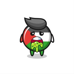 the cute palestine flag badge character with puke