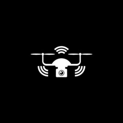 Smart drone icon isolated on dark background