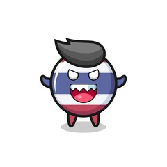 illustration of evil thailand flag badge mascot character
