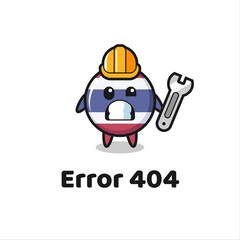 error 404 with the cute thailand flag badge mascot