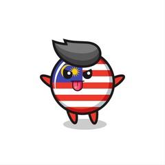 Fototapeta premium naughty malaysia flag badge character in mocking pose