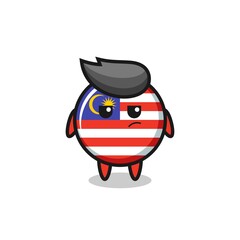 Obraz premium cute malaysia flag badge character with suspicious expression