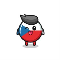 Obraz premium cute czech republic flag badge character in sweet expression while sticking out her tongue
