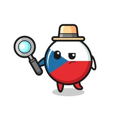 Fototapeta premium czech republic flag badge detective character is analyzing a case