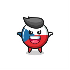 the illustration of cute czech republic flag badge doing scare gesture