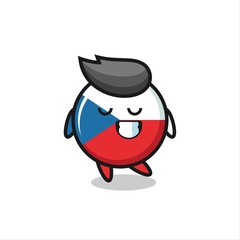 czech republic flag badge cartoon illustration with a shy expression