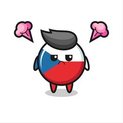 Obraz premium annoyed expression of the cute czech republic flag badge cartoon character