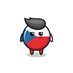 cute czech republic flag badge character with suspicious expression