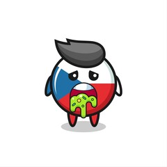 the cute czech republic flag badge character with puke