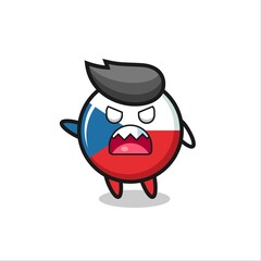 cute czech republic flag badge cartoon in a very angry pose