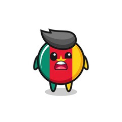 Obraz premium the shocked face of the cute cameroon flag badge mascot