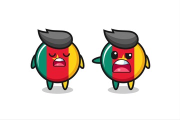 illustration of the argue between two cute cameroon flag badge characters