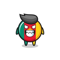 evil expression of the cameroon flag badge cute mascot character