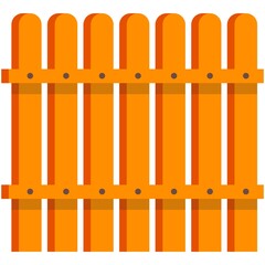 Vector wooden garden fence barrier isolated illustration
