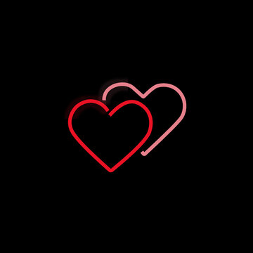 Two Hearts emoji glowing neon vector illustration