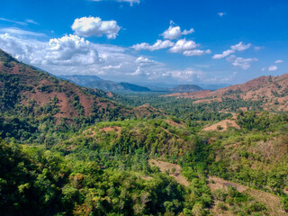 Fototapeta na wymiar Aerial View of a Beautiful Valley Adjacent Mambo Basin, outside of Limonade, Haiti 