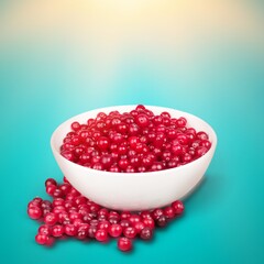 Tasty juicy ripe red cranberries in a bowl
