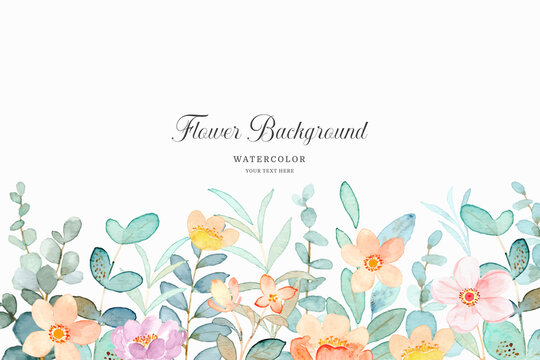 Floral garden background with watercolor