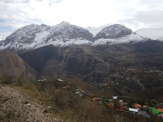clouds and mountain small village