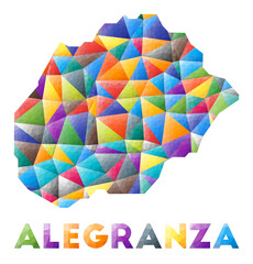 Alegranza - colorful low poly island shape. Multicolor geometric triangles. Modern trendy design. Vector illustration.