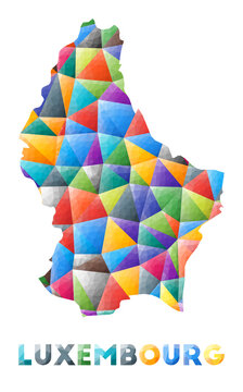 Luxembourg - colorful low poly country shape. Multicolor geometric triangles. Modern trendy design. Vector illustration.