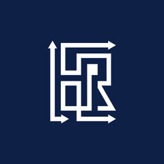 Letter HR Arrow Business Logo Design