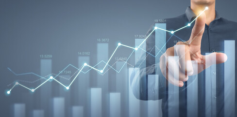 Businessman plan graph growth increase of chart positive indicators