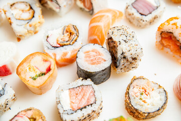 food, sushi, fish, japanese, rice, seafood, meal, dinner, plate, roll, cuisine, gourmet, salmon, asia, japan, lunch, dish, appetizer, raw, healthy, snack, cheese, bread, fresh, delicious, seaweed, mak