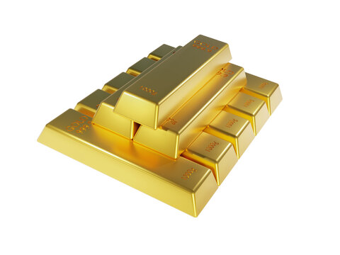 lots of gold bars banking and financial concept with a clipping path. 3d rendering