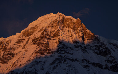 Sunrise over the top of Mount Annapurna