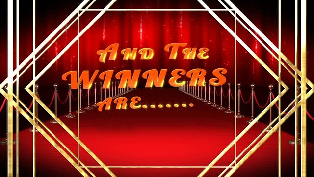 Animation of gold line pattern over text, and the winners are, over red carpet venue