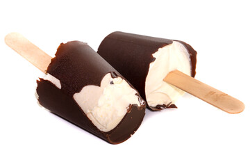 chocolate ice cream on white background