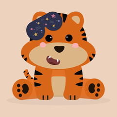 Cute tiger with sleep mask