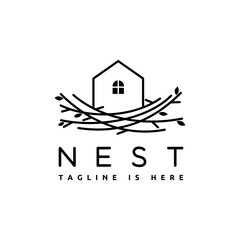 Nest Home Illustration Logo Icon Design Vector Template