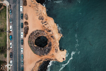 Landscape of eroded cliffs, Sunset Cliffs, California
