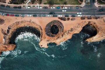 Landscape of eroded cliffs, Sunset Cliffs, California