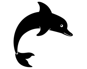 Bottlenose dolphin - vector stylized silhouette illustration for logo or pictogram. Jumping Dolphin emerging from the water is a sign or symbol for identity.