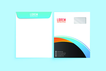 A4 Envelope template. Print ready template. C4 business Envelope. Template for advertising, branding and corporate identity. Envelope with window. Ready mockup for design. Vector illustration