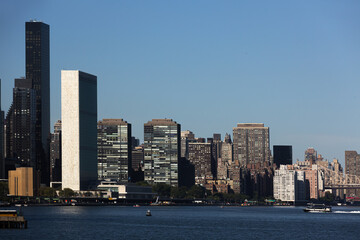 United Nations headquarters. View from the east river.