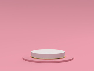Pink Beauty products Stand or podium pedestal set for Cosmetic and skincare Packaging mockup minimal design on pink pastel background.concept cosmetic product.3d render.