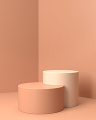 Beige Beauty products Stand or podium pedestal set for Cosmetic and skincare Packaging mockup minimal design on Beige pastel background.concept cosmetic product.3d render.