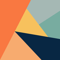 Abstract illustration with geometric shapes in navy blue, blue, orange, yellow and turquoise colors