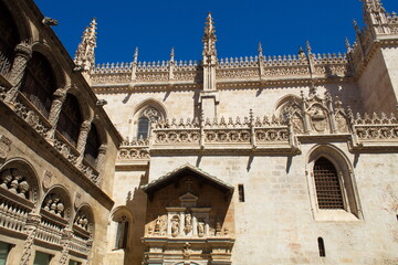 Gothic style cathedral exterior with pinnacles