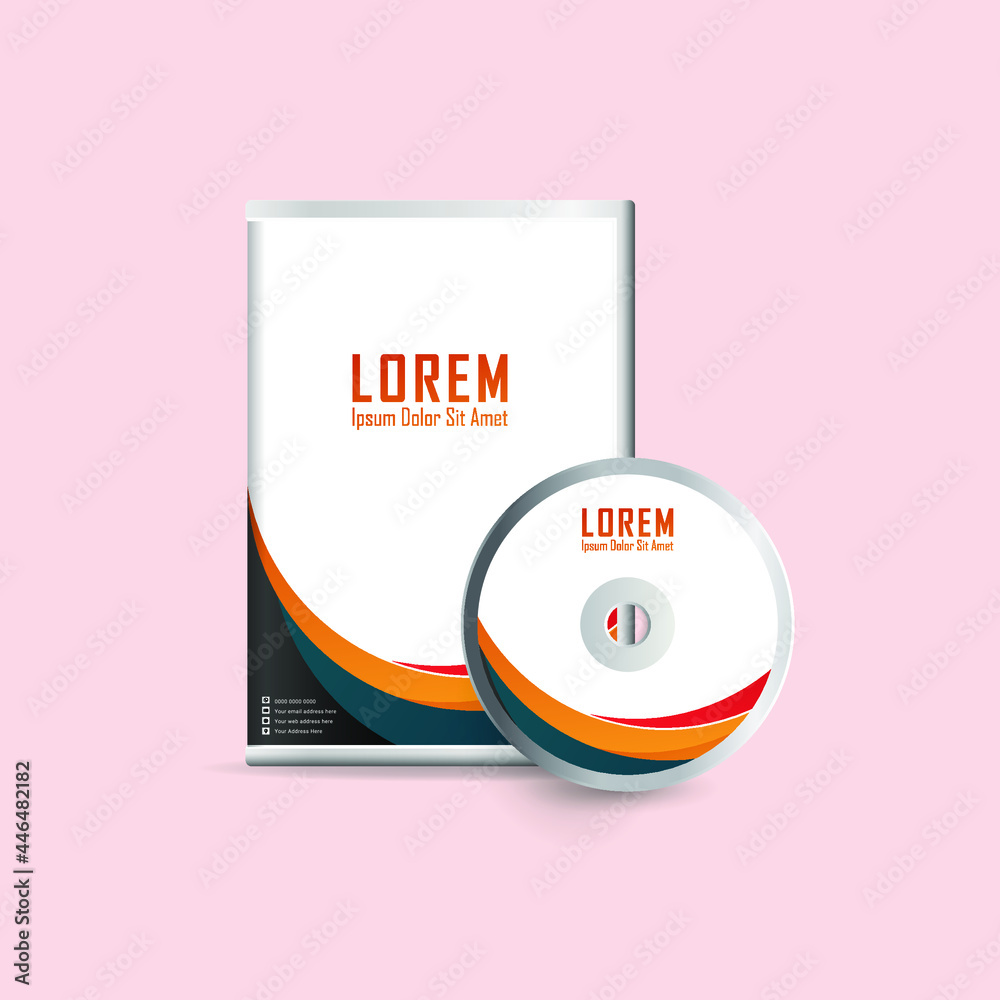 Poster DVD and disk label design. Luxury, Modern, Elegant, Professional Minimalist Business DVD cover design design with disk label design. Vector illustration