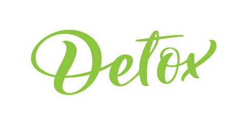 Detox text vector logo lettering isolated on white background. Illustration Handwritten lettering diet. Modern calligraphic poster for nutritionist