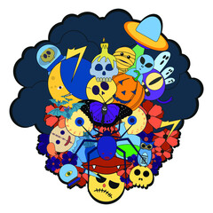 Horror doodle background ideal for halloween