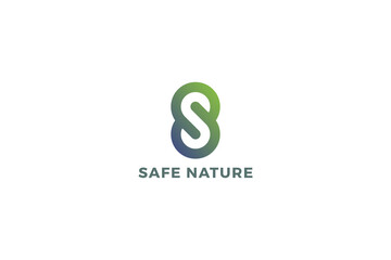 Letter S green color simple modern safe nature ecological friend logo