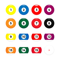 Billiard balls isolated on white