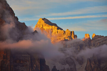 Dolomites Italian Alps at beautiful sunset, Italy